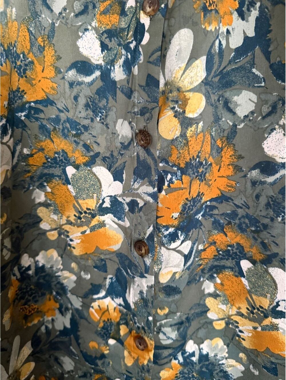Denim & Company QVC NEW Women's Button Down Blouse Size Large Floral City Chic - Picture 6 of 9